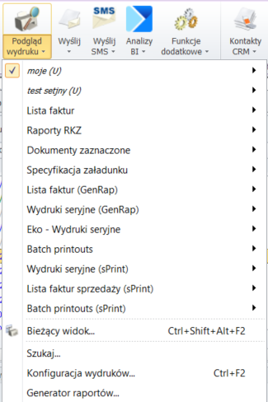 Lista wydruków ERP Optima Lista wydruków ERP Optima