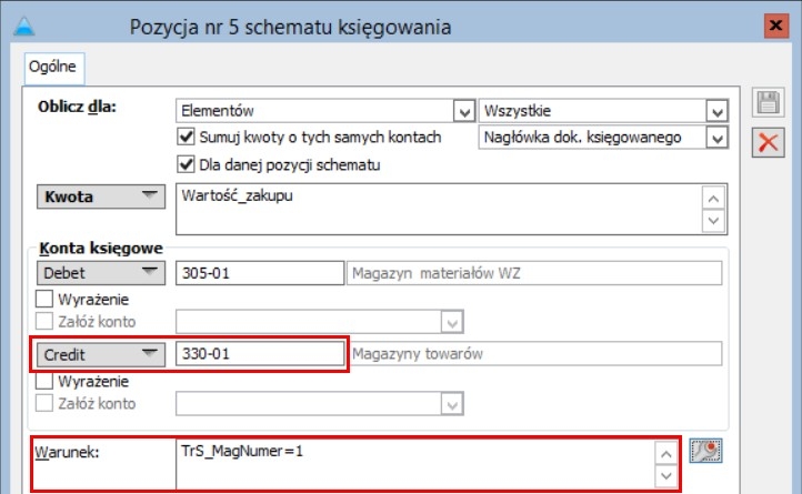 Działanie raportu wymaga księgowania dokumentów  na konto magazynowe