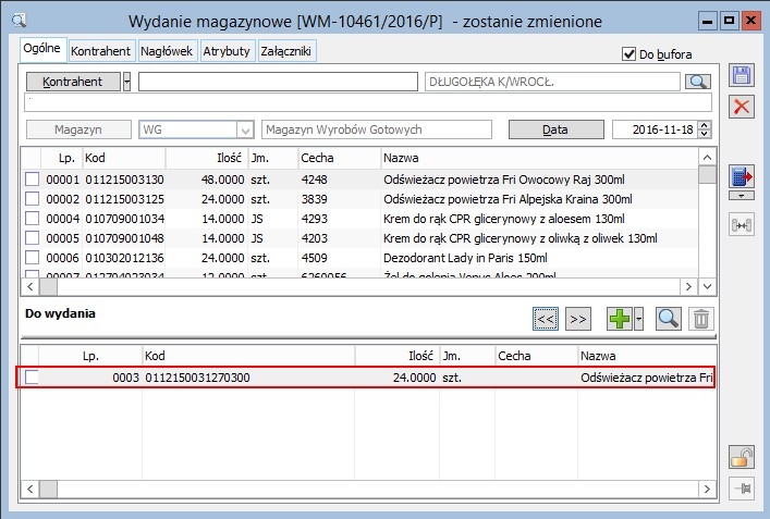 Niewystarczające zasoby uniemożliwiające wydanie na dokumencie WM