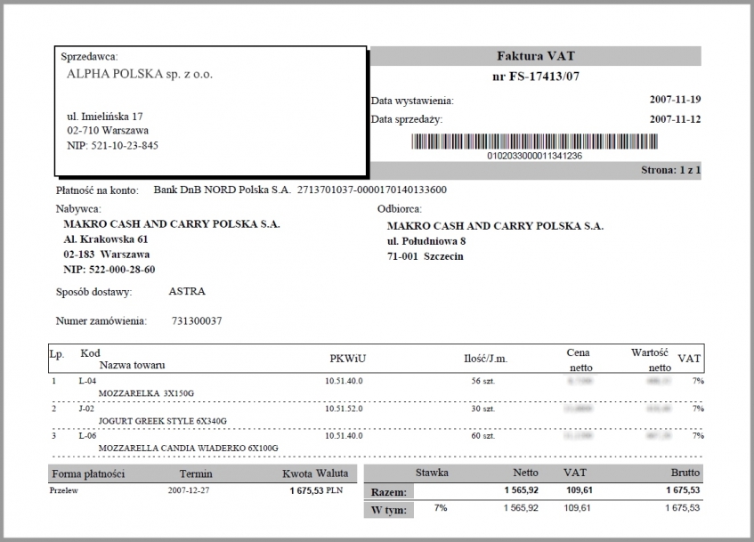 Faktura elektroniczna PDF jako obraz