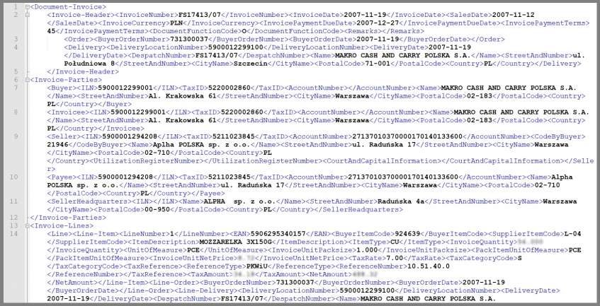 Faktura elektroniczna XML w standardzie EDI