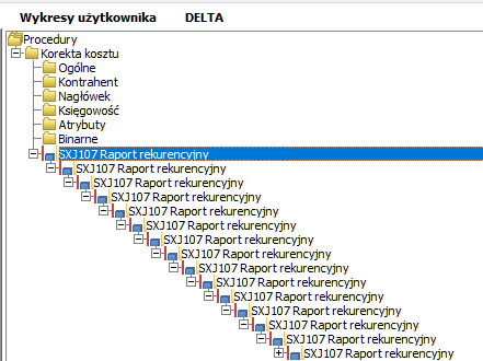 Raport rekurencyjny zagnieżdżony ERP XL