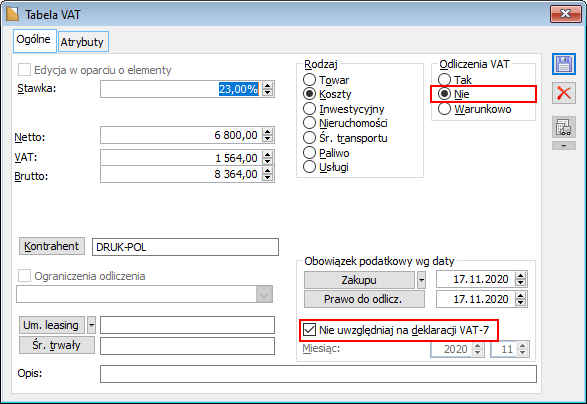 Kryteria faktury proforma