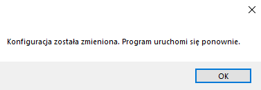 Komunikat o restarcie programu