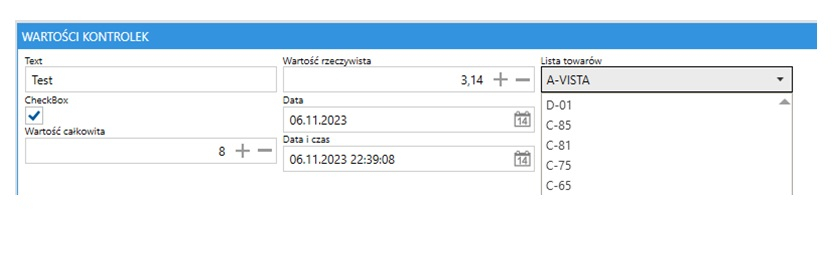 migrator excel wartość kontrolek