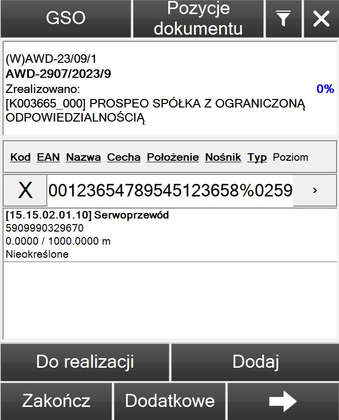 sxz126 Zastosowanie standardów gs1 widok dyspozycji w aplikacji Comarch Magazynier